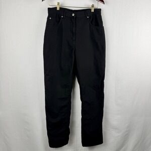 Woolrich Womens Flannel Lined Pants Black Canvas Straight Leg Outdoor 29x29.5
